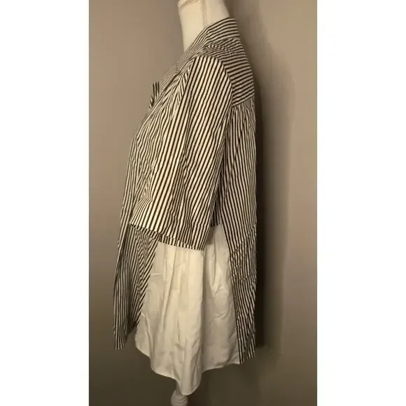 Adam lippes Poplin striped brown short sleeve blouse shirt 12 - Picture 4 of 11